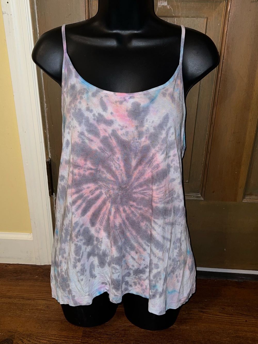 Merona Pink & Gray Tie-Dye Spaghetti Strap Colorful Summer Camisole Size XL